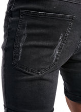 Load image into Gallery viewer, GK Skinny Denim Shorts Rip and Repair - Black 001