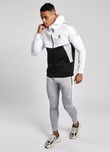 Load image into Gallery viewer, Gym King Chiba Full Zip Poly Tracksuit Top - White/Black/Grey Marl
